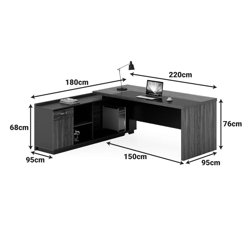 Left corner office desk Oscar pakoworld walnut-anthracite 200x180x76cm