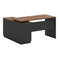 Desk with right corner Oscar pakoworld melamine in walnut-charcoal shade140x120x76cm