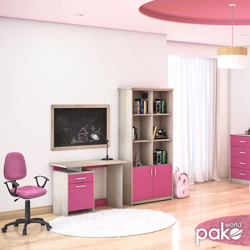 Office table Looney pakoworld with drawers  in castillo-pink colour 100x55x75cm