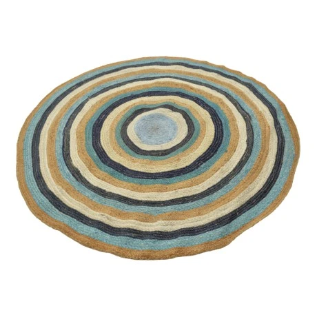 Rug Ourdia pakoworld blue and natural color jute D150cm