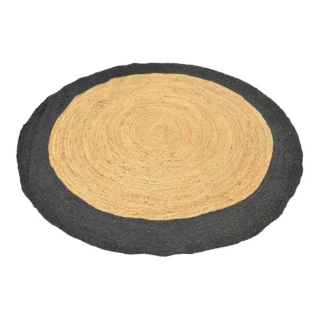 Rug Tefeton pakoworld jute in black and natural color D150cm