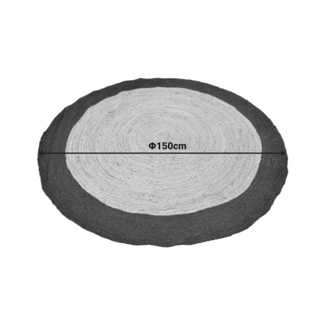 Rug Tefeton pakoworld jute in black and natural color D150cm