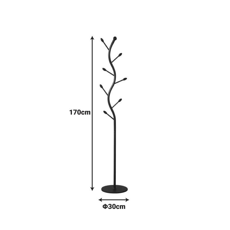Coat rack Lelom pakoworld metal in black color D30x170cm