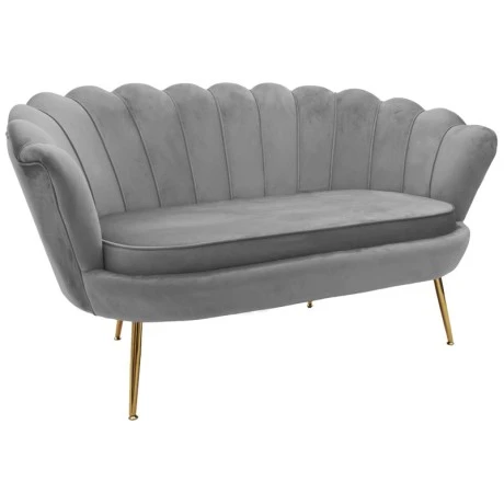 2 seater sofa Daimon pakoworld velvet grey 134x70x77cm