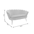 2 seater sofa Daimon pakoworld velvet grey 134x70x77cm