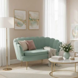 2-seater sofa Daimon pakoworld velvet in pistachio shade 134x70x77cm 2-seater sofa Daimon pakoworld velvet in pistachio shade 134x70x77cm
