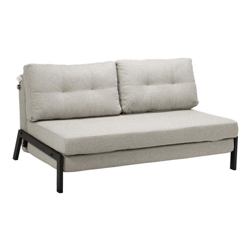 2-seater sofa - bed Fancy pakoworld fabric beige-black metal legs 150x98x70cm