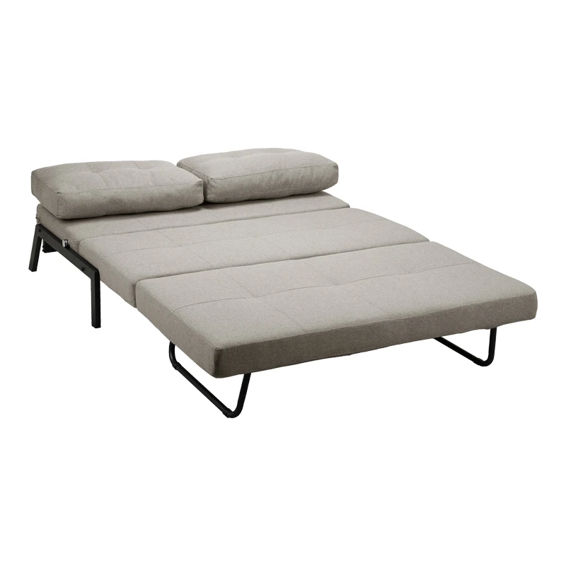 2-seater sofa - bed Fancy pakoworld fabric beige-black metal legs 150x98x70cm