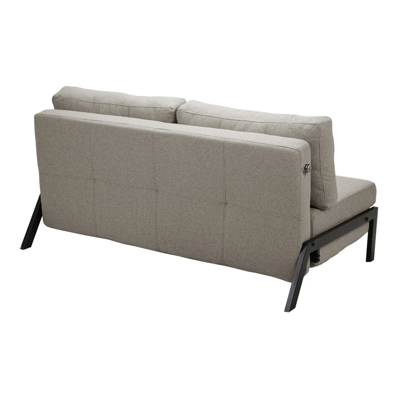 2-seater sofa - bed Fancy pakoworld fabric beige-black metal legs 150x98x70cm