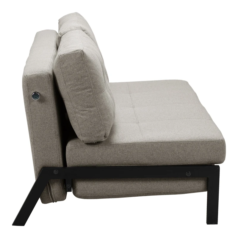 2-seater sofa - bed Fancy pakoworld fabric beige-black metal legs 150x98x70cm