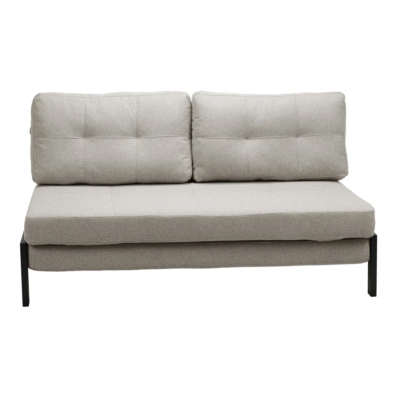 2-seater sofa - bed Fancy pakoworld fabric beige-black metal legs 150x98x70cm