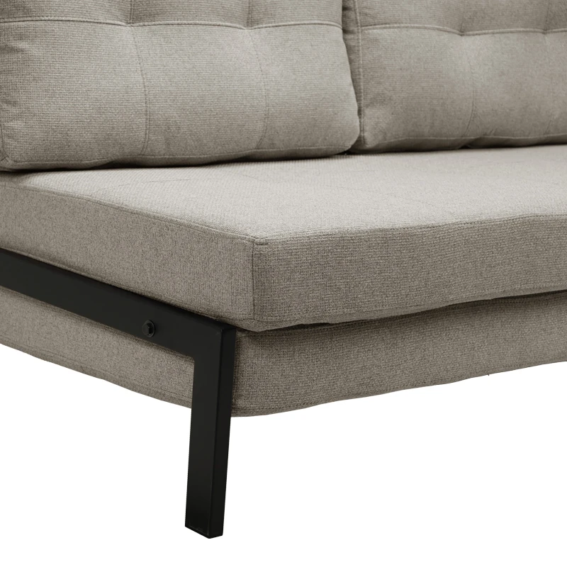 2-seater sofa - bed Fancy pakoworld fabric beige-black metal legs 150x98x70cm