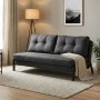 2seat sofa-bed Fancy pakoworld with fabric in dark grey color and black leg 150x92x77cm