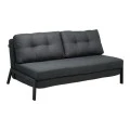 2seat sofa-bed Fancy pakoworld with fabric in dark grey color and black leg 150x92x77cm