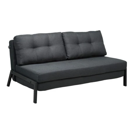 2seat sofa-bed Fancy pakoworld with fabric in dark grey color and black leg 150x92x77cm