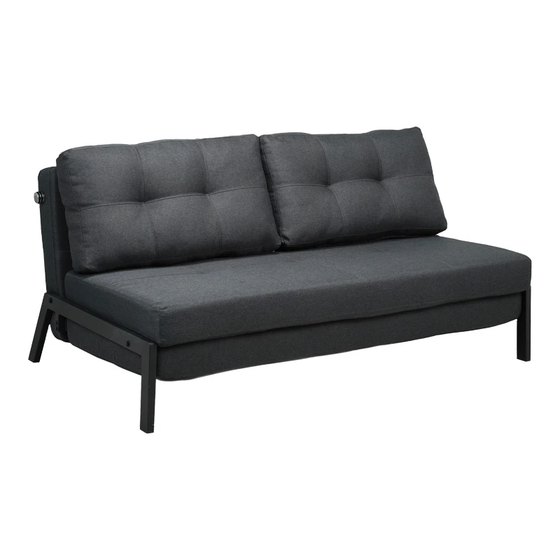 2seat sofa-bed Fancy pakoworld with fabric in dark grey color and black leg 150x92x77cm