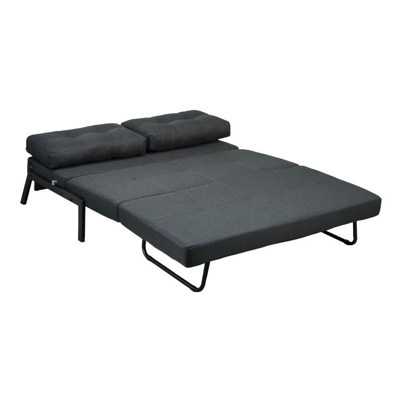 2seat sofa-bed Fancy pakoworld with fabric in dark grey color and black leg 150x92x77cm