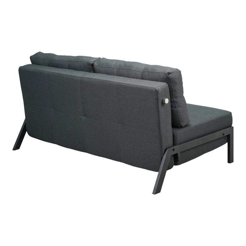 2seat sofa-bed Fancy pakoworld with fabric in dark grey color and black leg 150x92x77cm