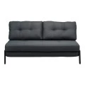 2seat sofa-bed Fancy pakoworld with fabric in dark grey color and black leg 150x92x77cm