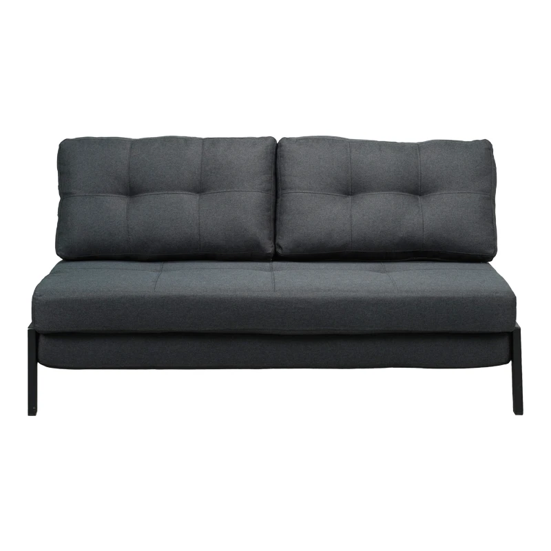 2seat sofa-bed Fancy pakoworld with fabric in dark grey color and black leg 150x92x77cm