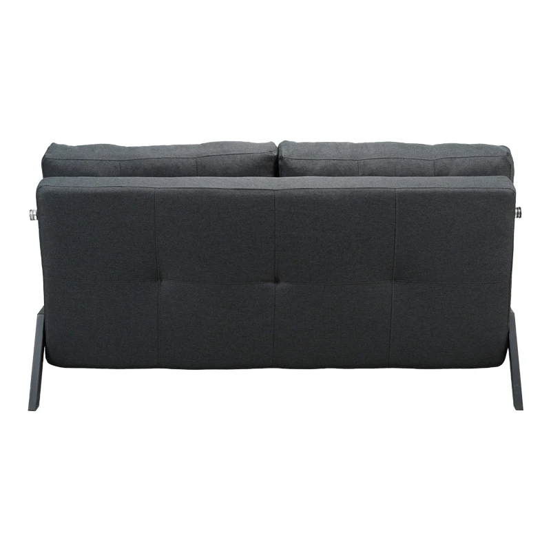 2seat sofa-bed Fancy pakoworld with fabric in dark grey color and black leg 150x92x77cm
