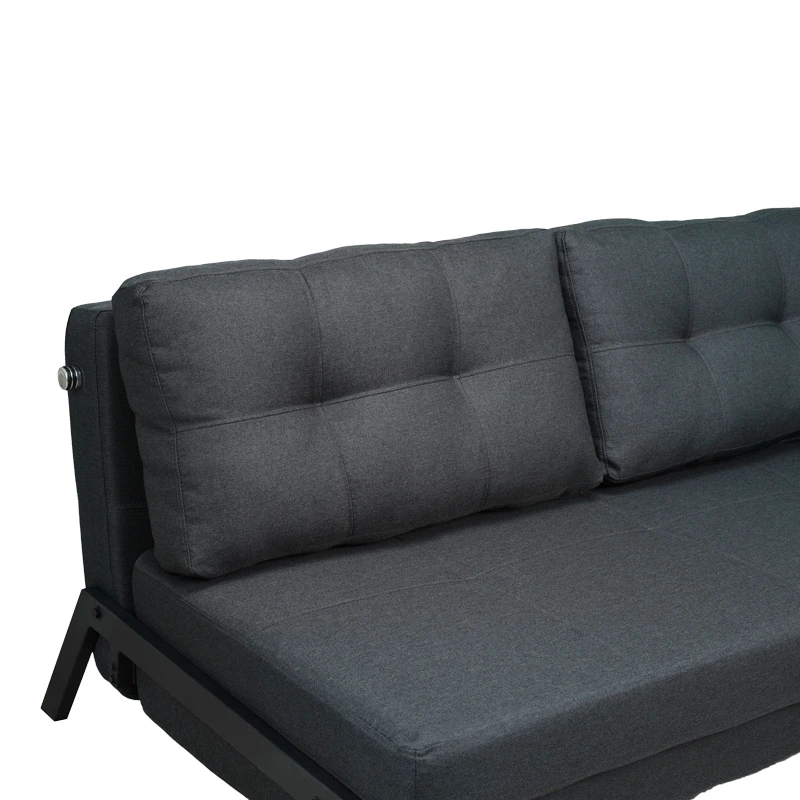 2seat sofa-bed Fancy pakoworld with fabric in dark grey color and black leg 150x92x77cm