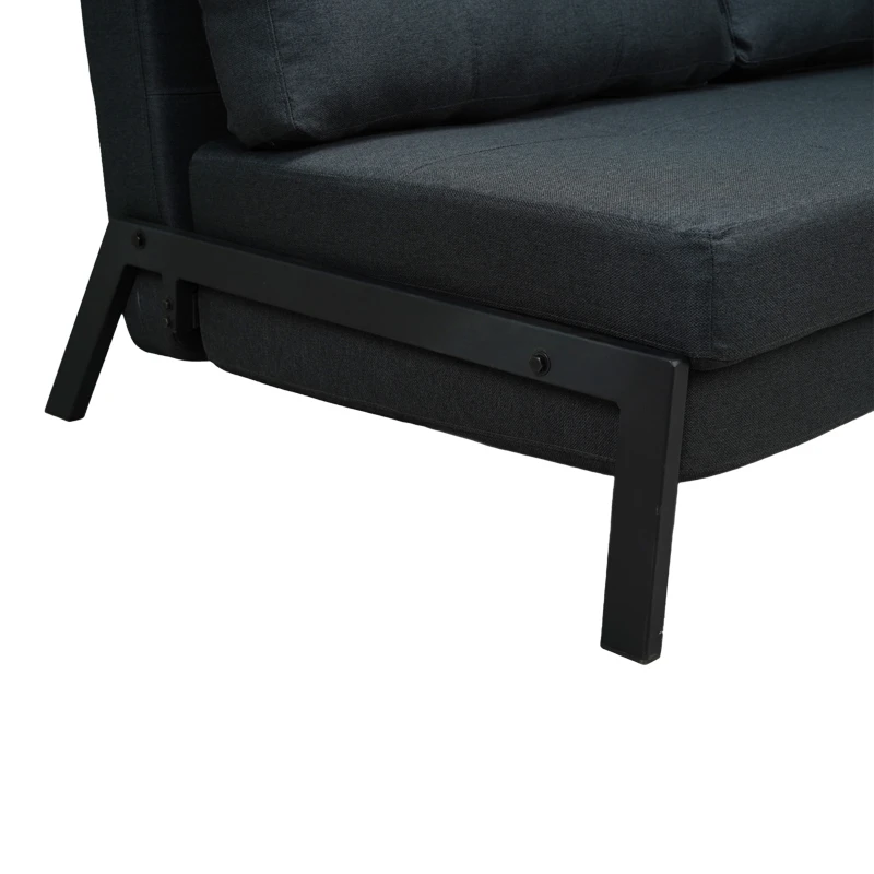 2seat sofa-bed Fancy pakoworld with fabric in dark grey color and black leg 150x92x77cm