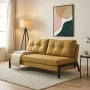 2seat sofa-bed Fancy pakoworld with fabric in yellow color and black leg 150x92x77cm