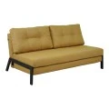 2seat sofa-bed Fancy pakoworld with fabric in yellow color and black leg 150x92x77cm