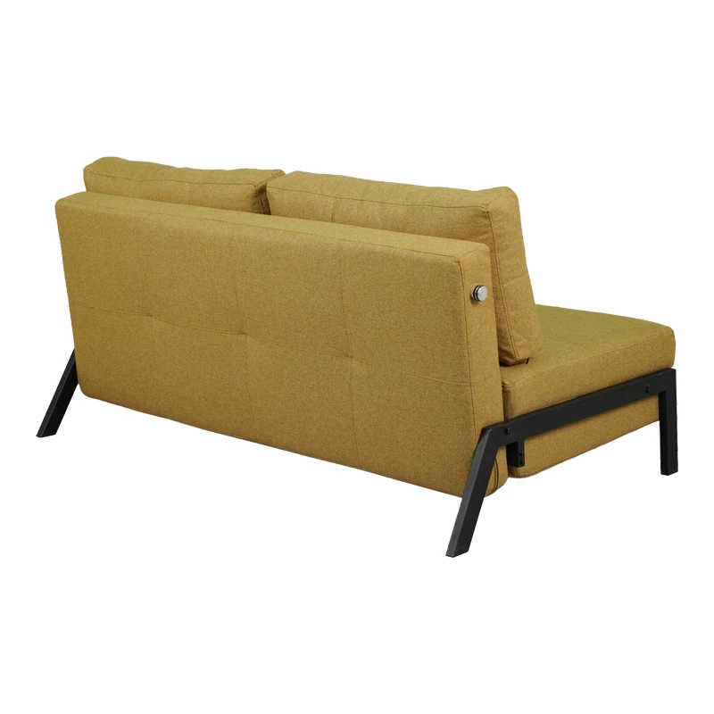 2seat sofa-bed Fancy pakoworld with fabric in yellow color and black leg 150x92x77cm