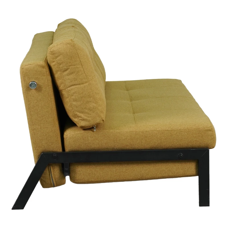2seat sofa-bed Fancy pakoworld with fabric in yellow color and black leg 150x92x77cm