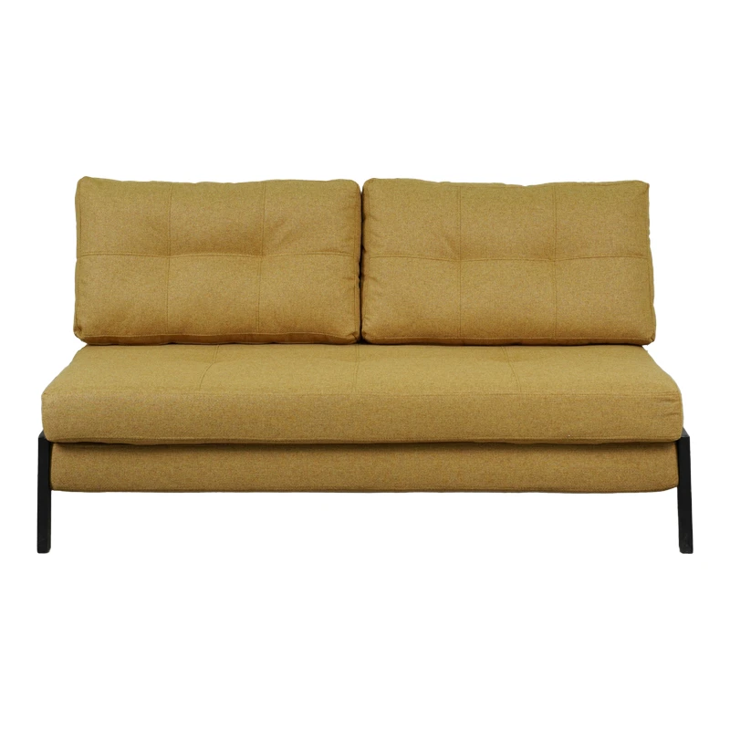 2seat sofa-bed Fancy pakoworld with fabric in yellow color and black leg 150x92x77cm