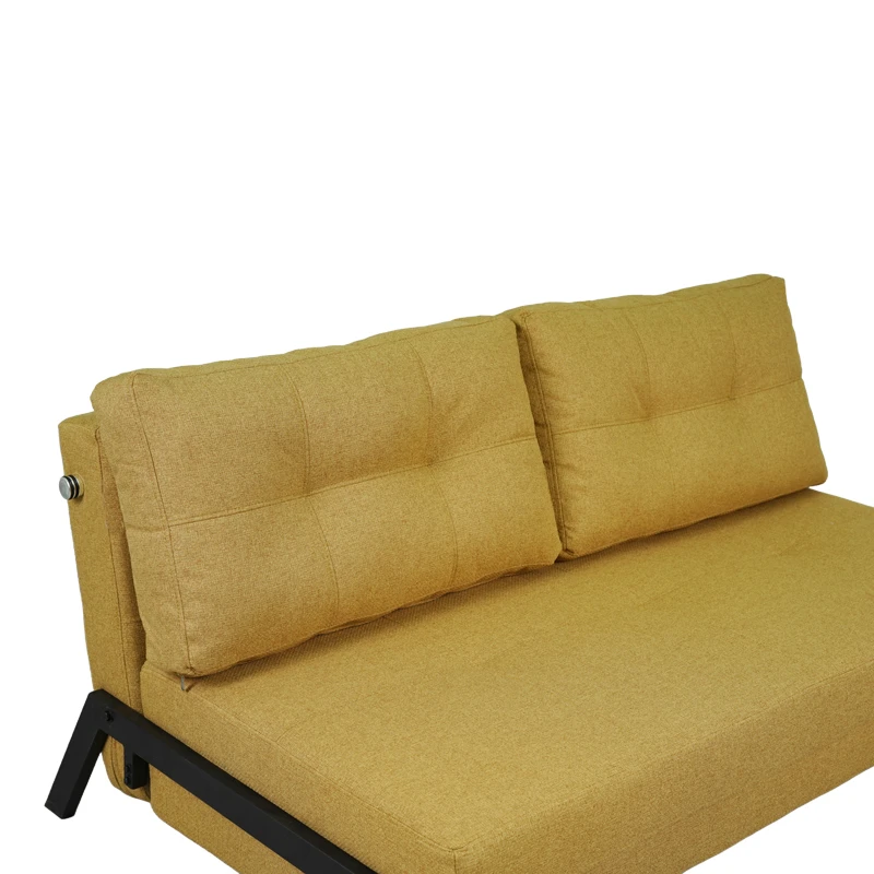 2seat sofa-bed Fancy pakoworld with fabric in yellow color and black leg 150x92x77cm