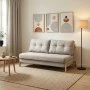 2seat sofa-bed Fancy pakoworld with fabric in beige color and natural leg 150x92x77cm