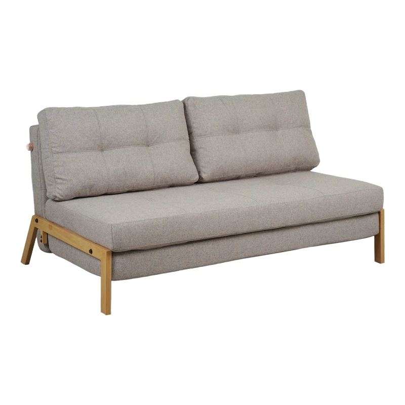 2seat sofa-bed Fancy pakoworld with fabric in beige color and natural leg 150x92x77cm