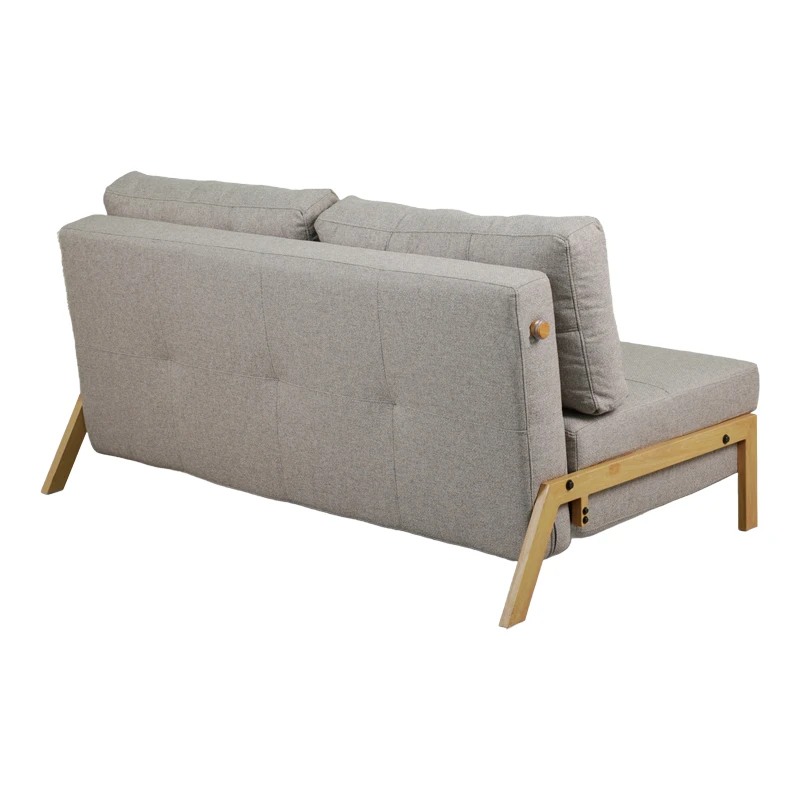 2seat sofa-bed Fancy pakoworld with fabric in beige color and natural leg 150x92x77cm