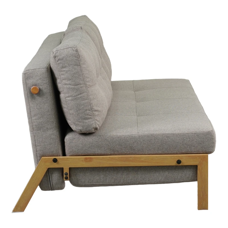 2seat sofa-bed Fancy pakoworld with fabric in beige color and natural leg 150x92x77cm