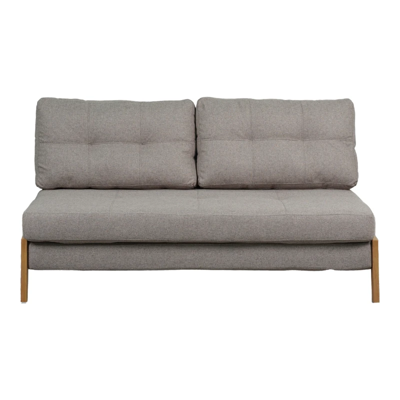 2seat sofa-bed Fancy pakoworld with fabric in beige color and natural leg 150x92x77cm