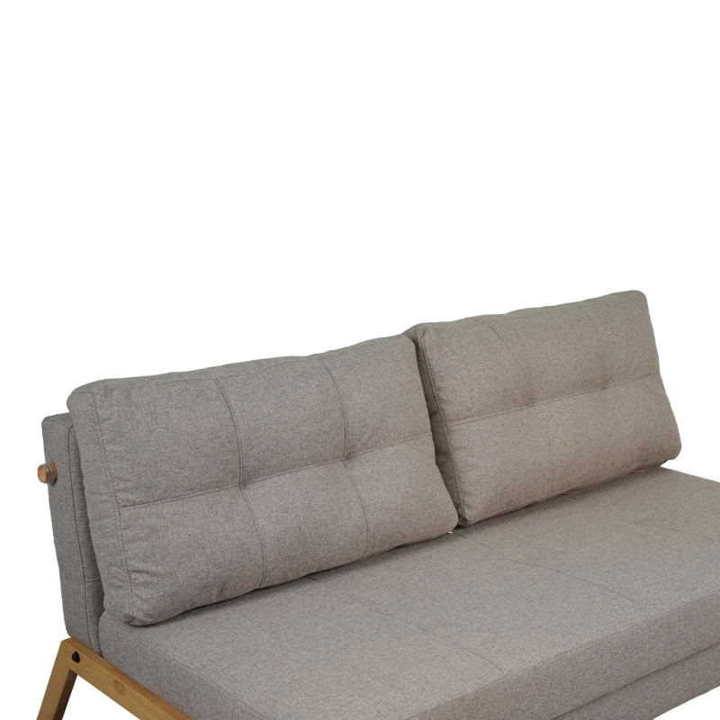 2seat sofa-bed Fancy pakoworld with fabric in beige color and natural leg 150x92x77cm