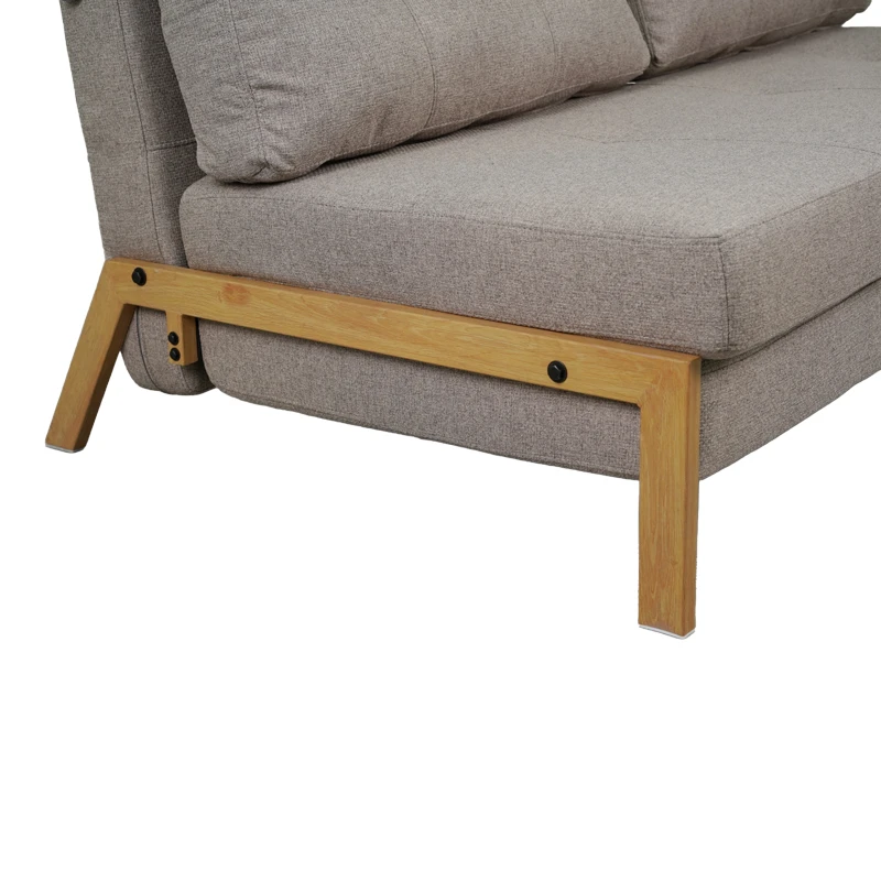 2seat sofa-bed Fancy pakoworld with fabric in beige color and natural leg 150x92x77cm