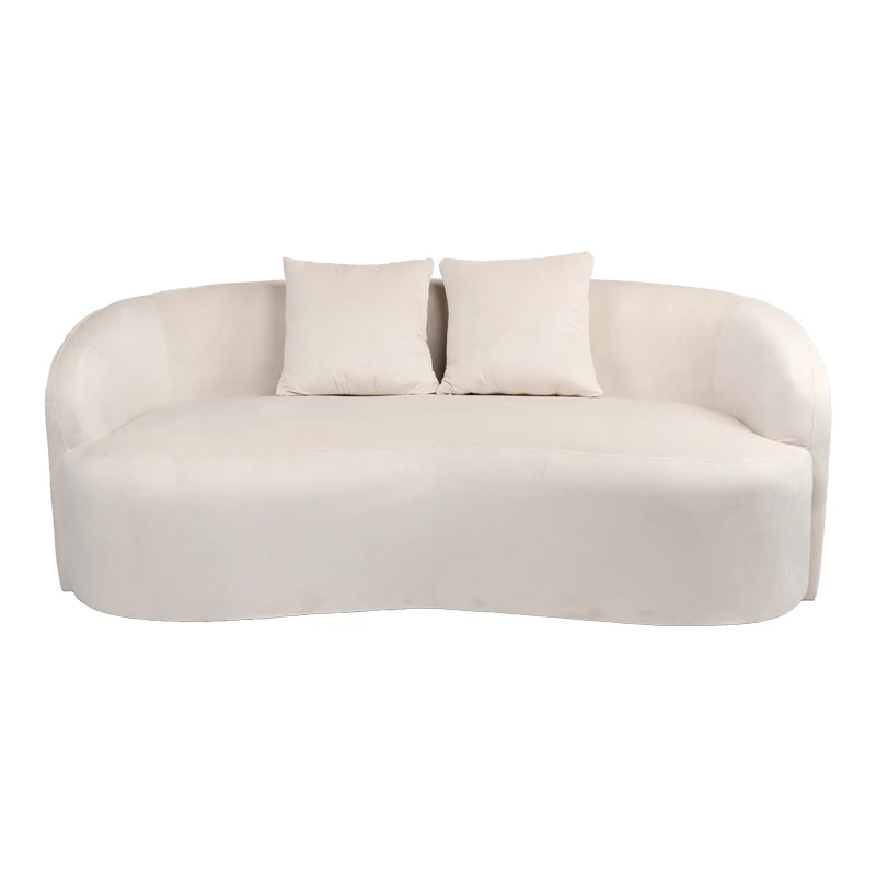 2-seater sofa Raini pakoworld with cushions cream velvet 178x82x68cm