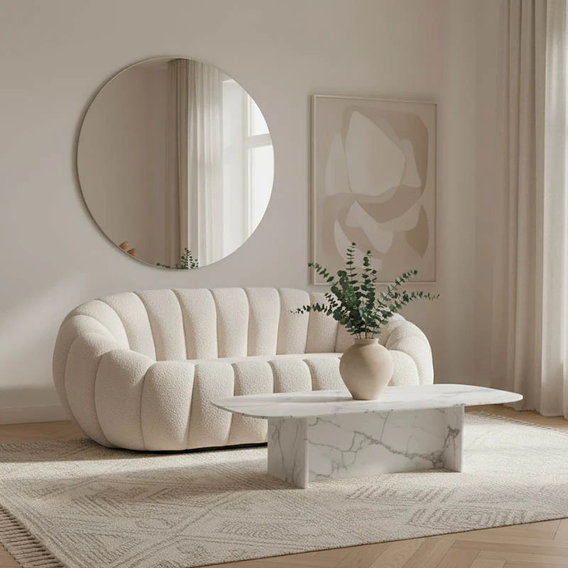 2-seater sofa Yannick pakoworld boucle beige fabric 148x92x62cm
