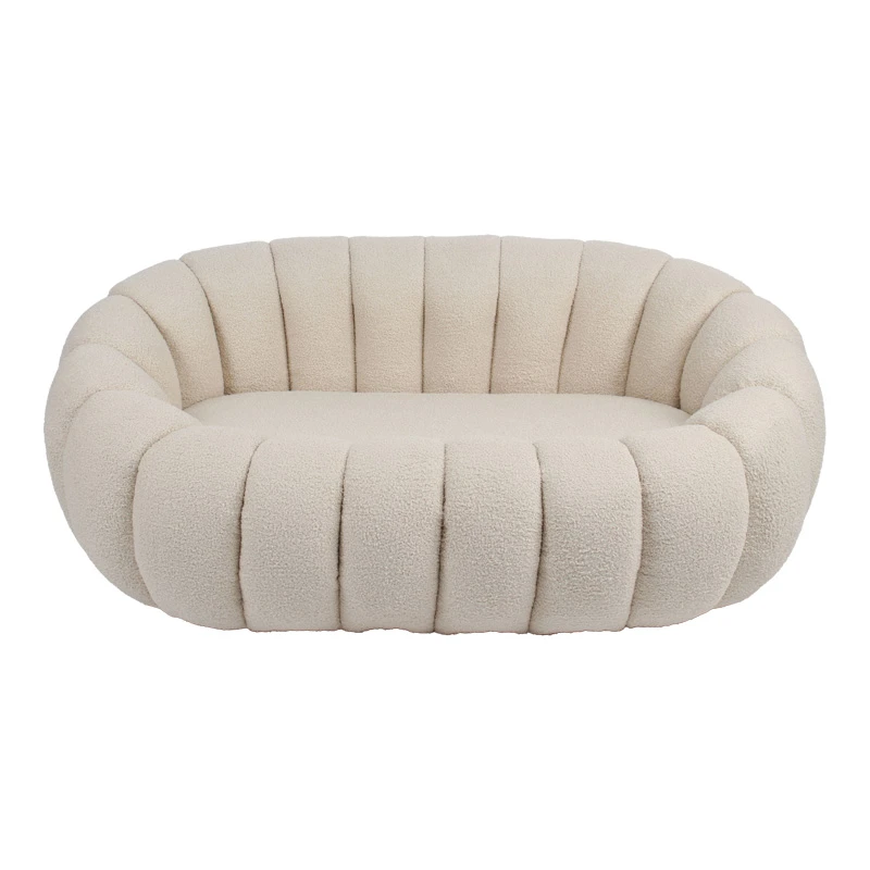 2-seater sofa Yannick pakoworld boucle beige fabric 148x92x62cm