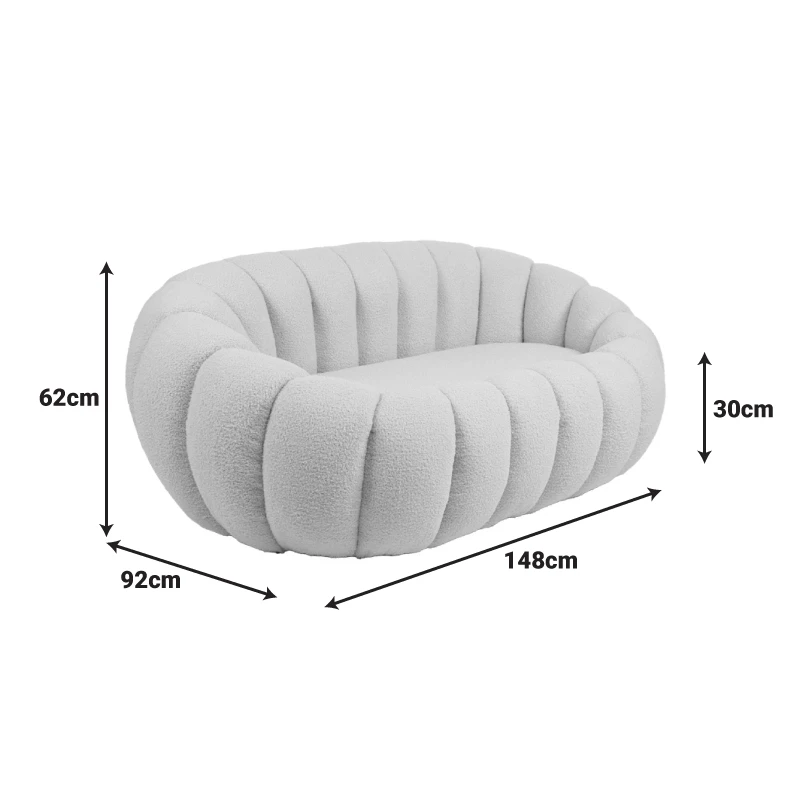 2-seater sofa Yannick pakoworld boucle beige fabric 148x92x62cm