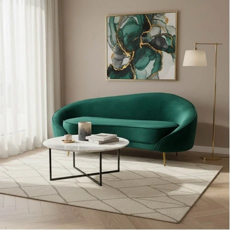3 seater sofa Amora pakoworld dark green velvet - golden metal 180x81x77cm