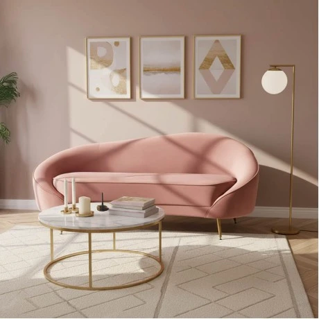 3 seater sofa Amora pakoworld in rotten apple velvet - golden metal 180x81x77cm