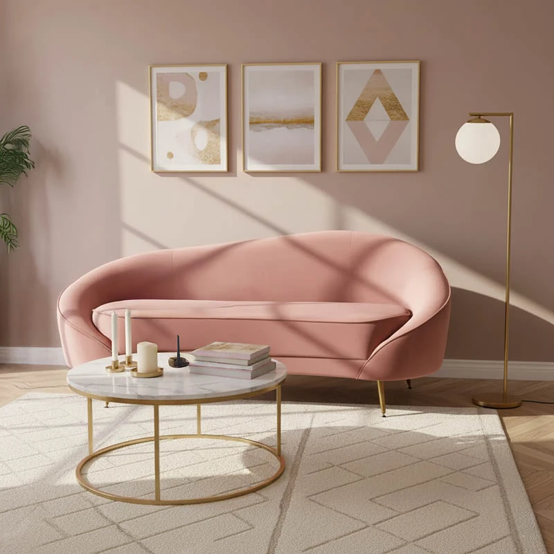 3 seater sofa Amora pakoworld in rotten apple velvet - golden metal 180x81x77cm