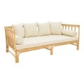 Sofa Alessa pakoworld natural rattan-white fabric with cushions 200x100x76cm