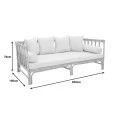 Sofa Alessa pakoworld natural rattan-white fabric with cushions 200x100x76cm