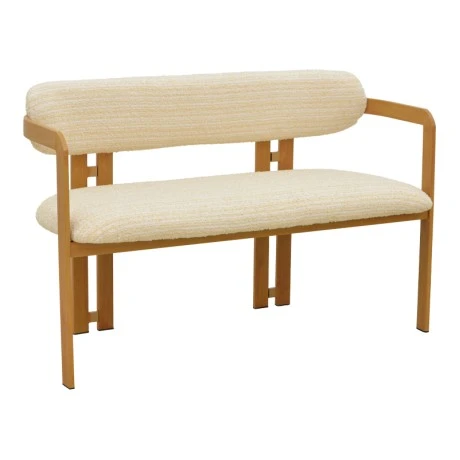 2-seater Berdona pakoworld beige fabric-natural color metal leg 120x47x78cm